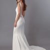 Iris backless satin wedding dress by Lalunah with elegant fit-and-flare silhouette