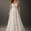 Antonina botanical lace princess wedding gown by Lalunah with sweetheart corset and full embroidered skirt